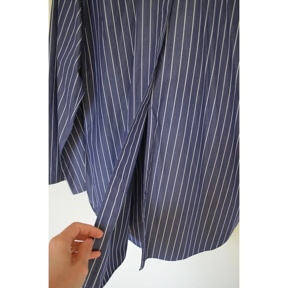 Lafayette 148 Oversized Striped Poplin Button Down Shirt - Picture 8 of 9